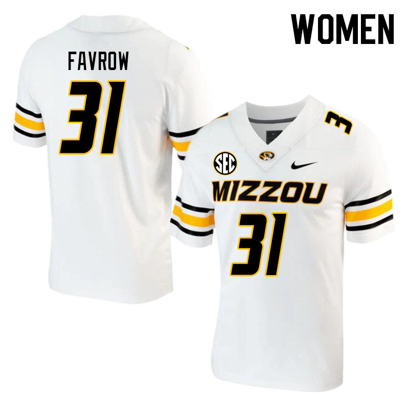Women #31 Anthony Favrow Missouri Tigers College 2023 Football Stitched Jerseys Sale-White - Click Image to Close